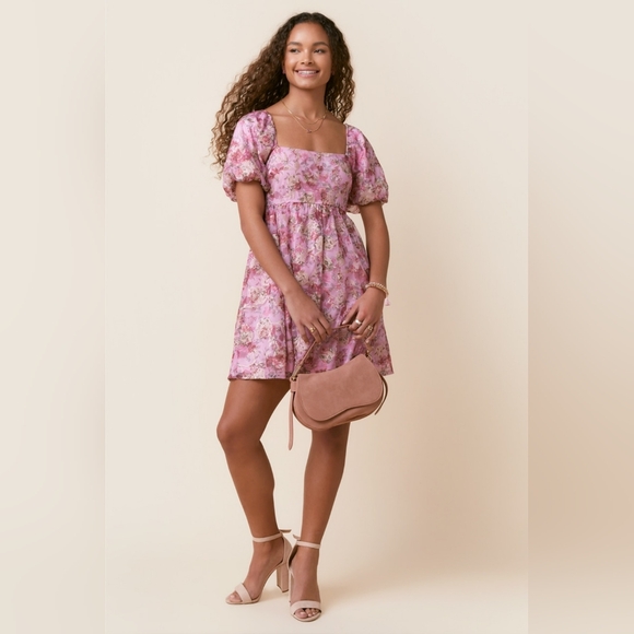 Sandi Floral Baby Doll Mini Dress - Picture 1 of 7